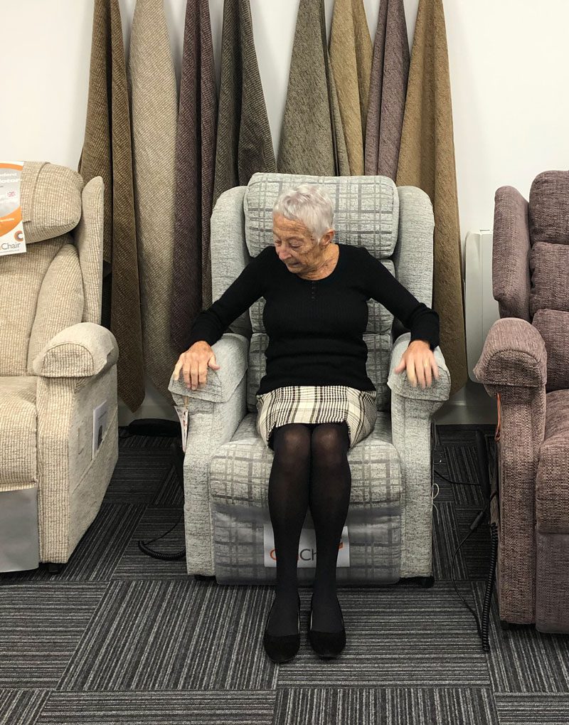 Devon Mobility Solutions Showroom-try-cosy-chair-devon