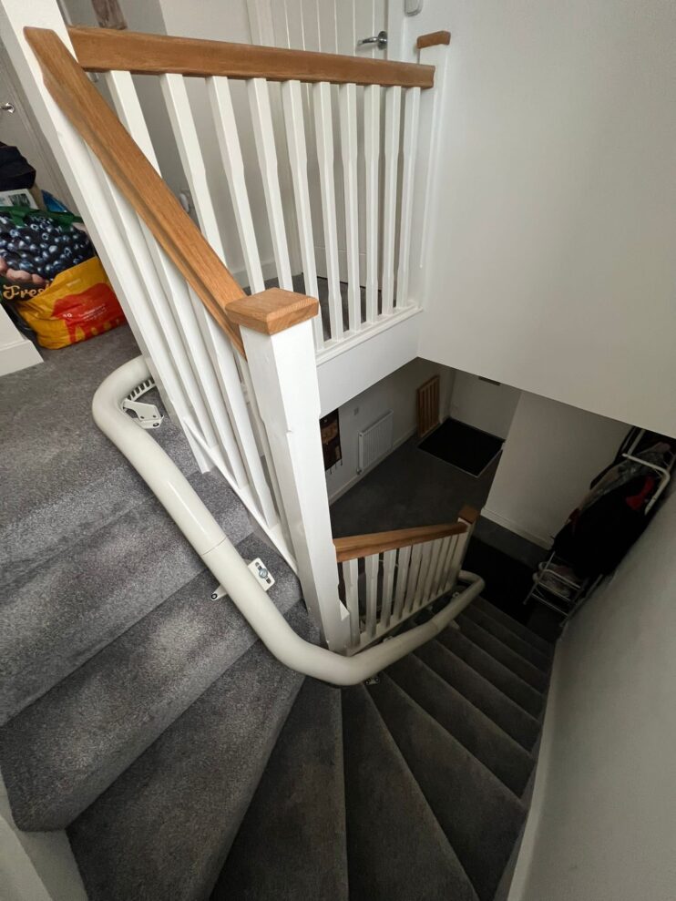 Indoor Thyssen Flow X closed top of stairs