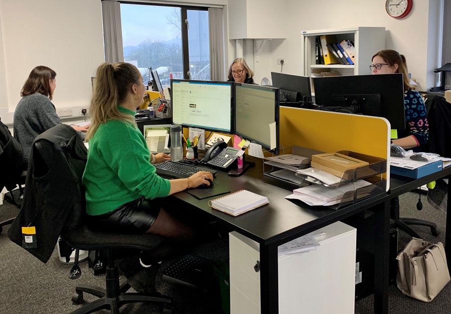 Staff in the office at Dolphin Devon. Careers and Job vacancies